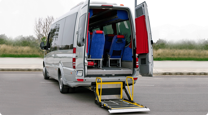 Mercedes Mini Buses with ramps for wheelchairs (up to 5 wheelchairs & 5 pax)